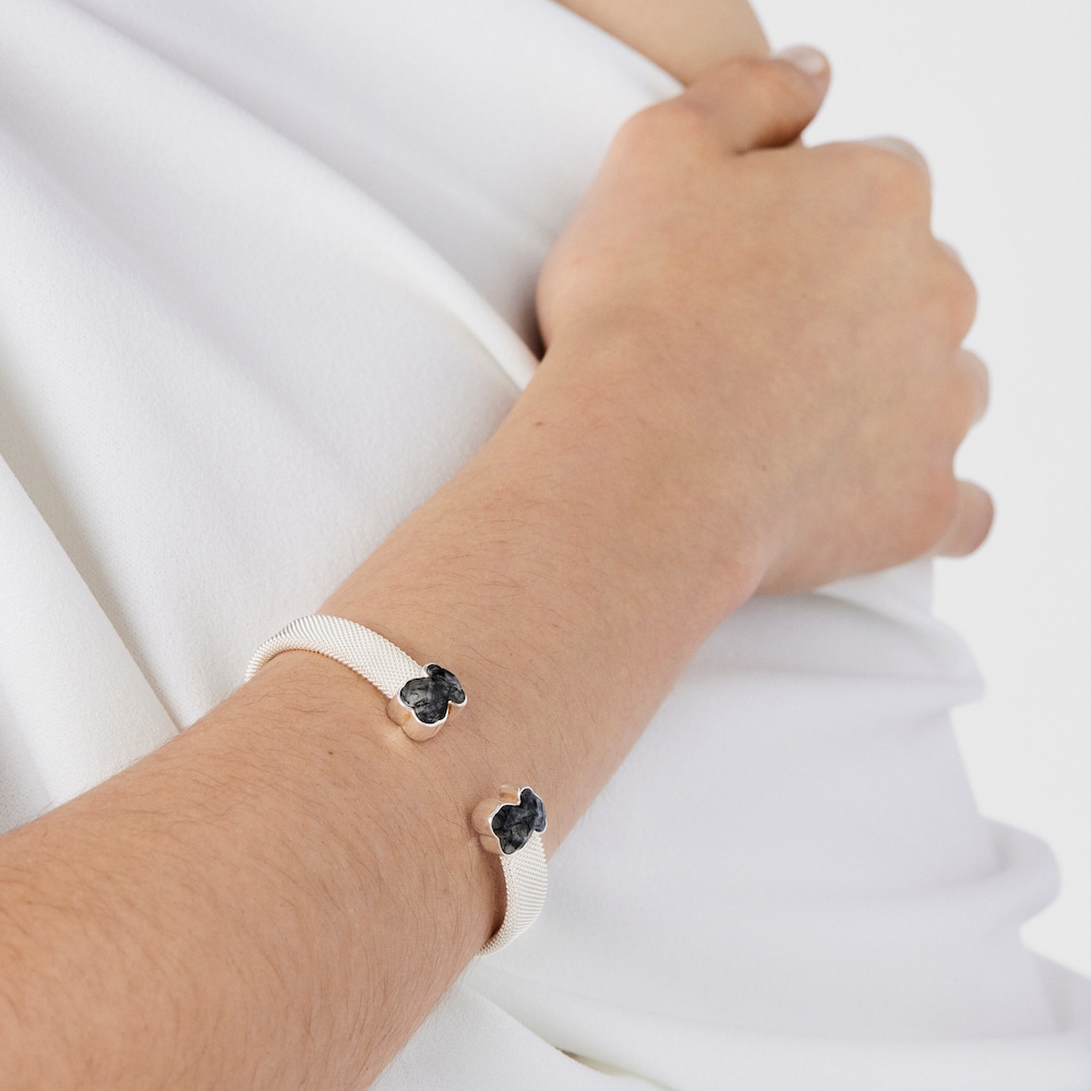 Pulsera de plata y cuarzo turmalinado Mesh Color