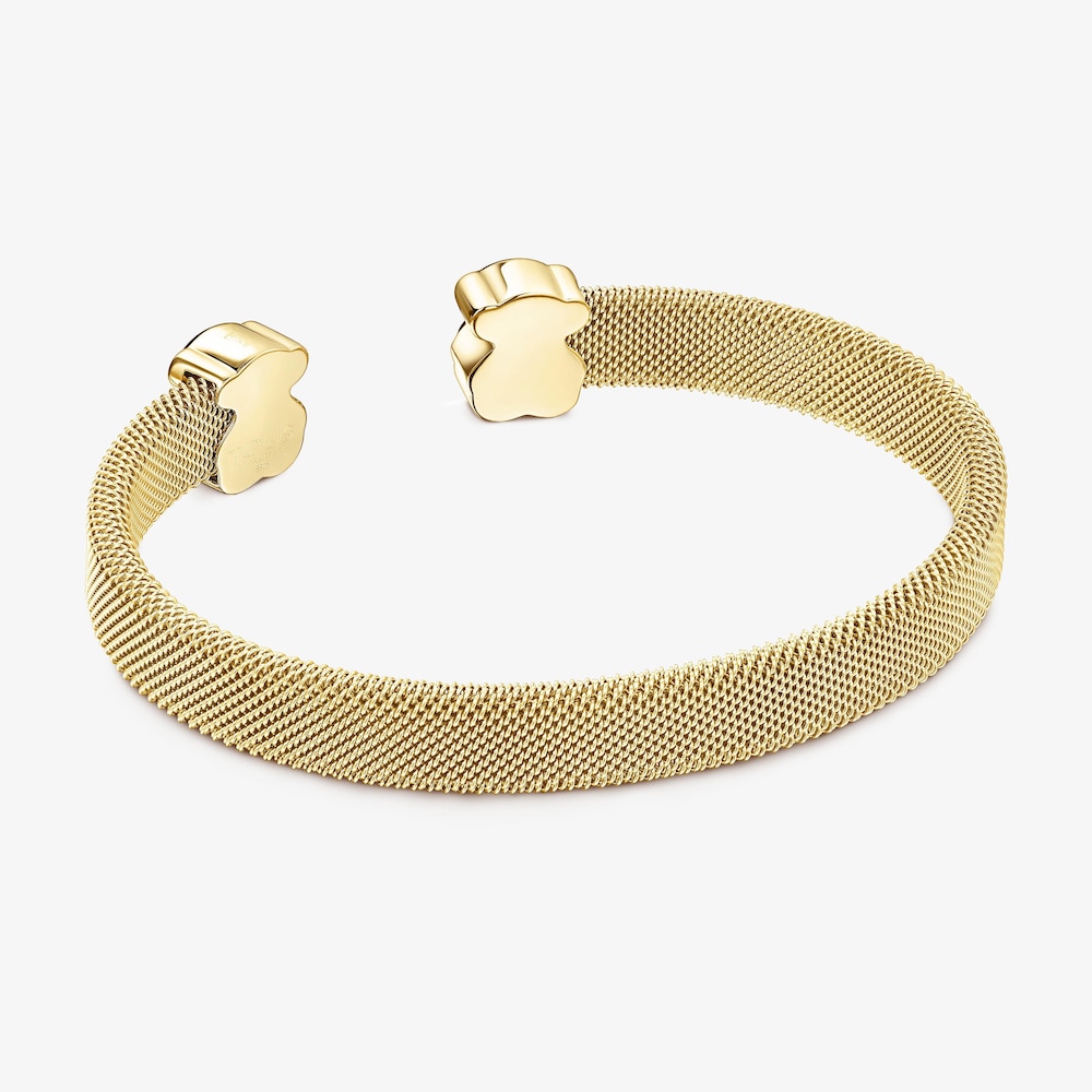 Gold-colored IP Steel Mesh Color Bracelet with Howlite
