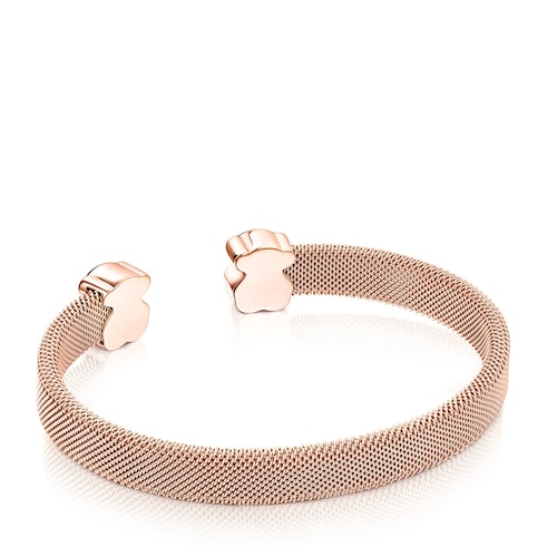 Rose IP Steel Mesh Color Bracelet with Onyx