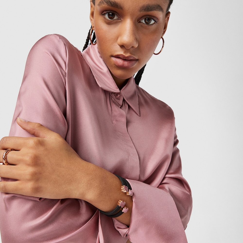 Pulsera de acero IP negro y rodonita Mesh Color