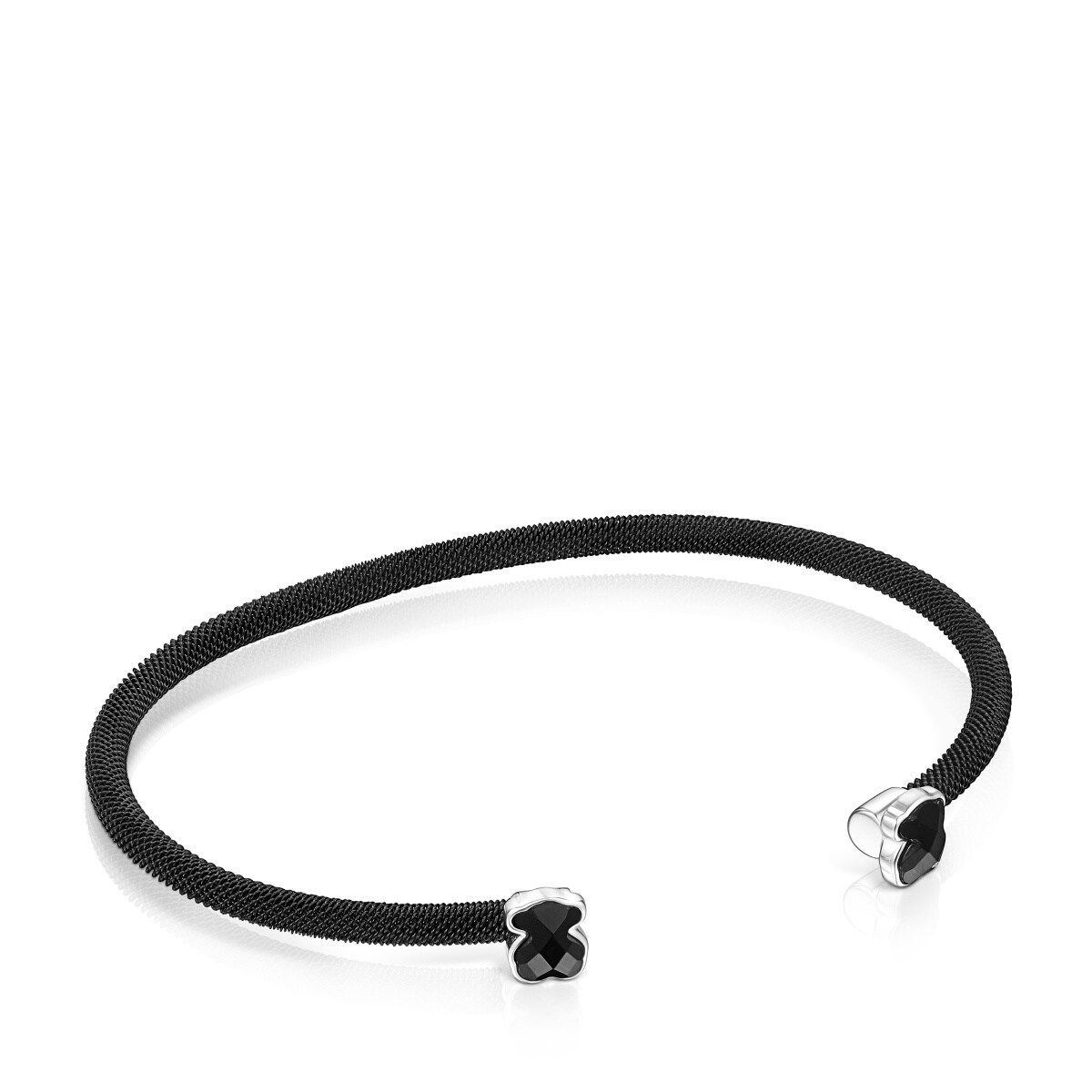 Tous - Pulsera Estrecha De Acero Ip Negro Y Ónix Mesh Color - Plateado
