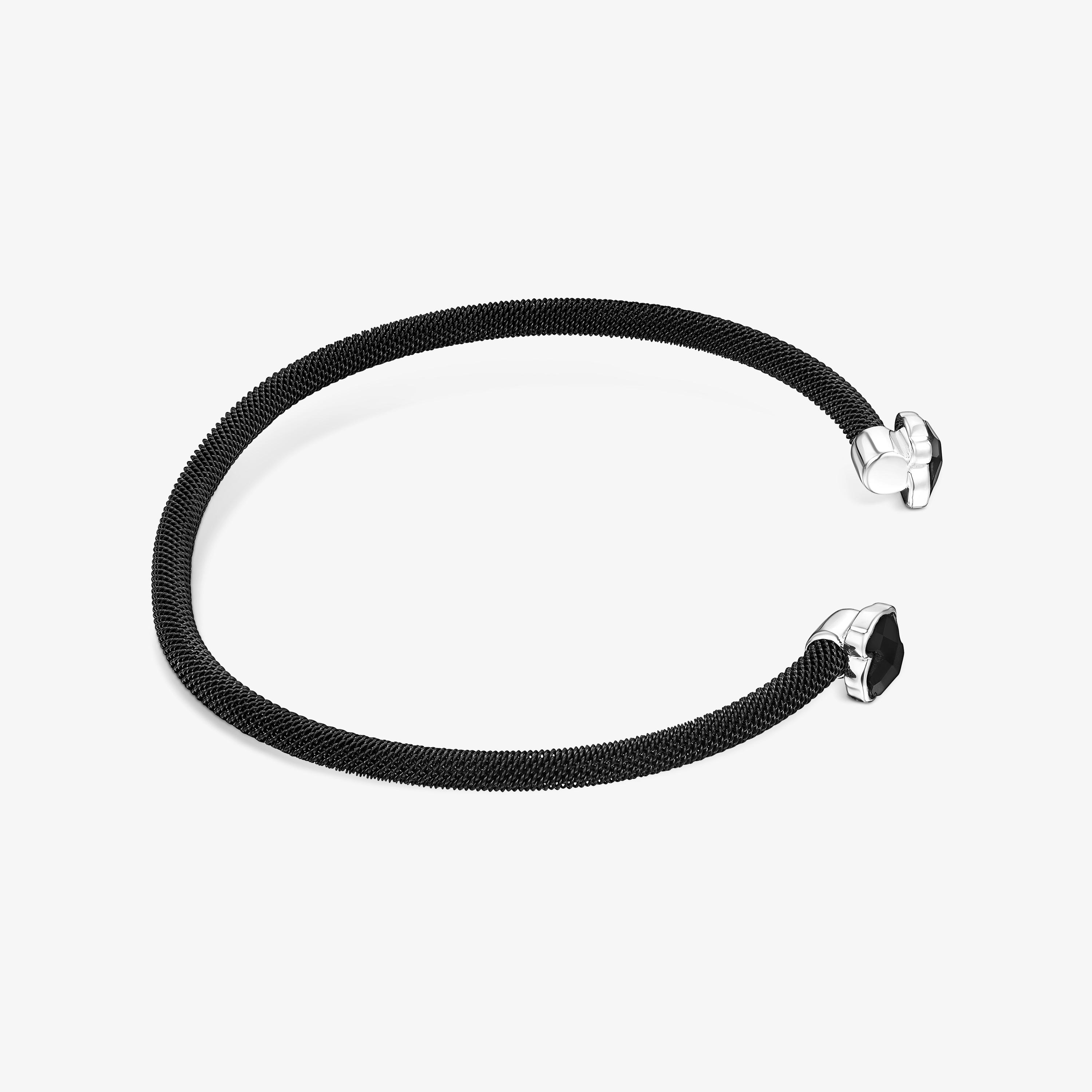 Fine black IP Steel Mesh Color Bracelet with Onyx