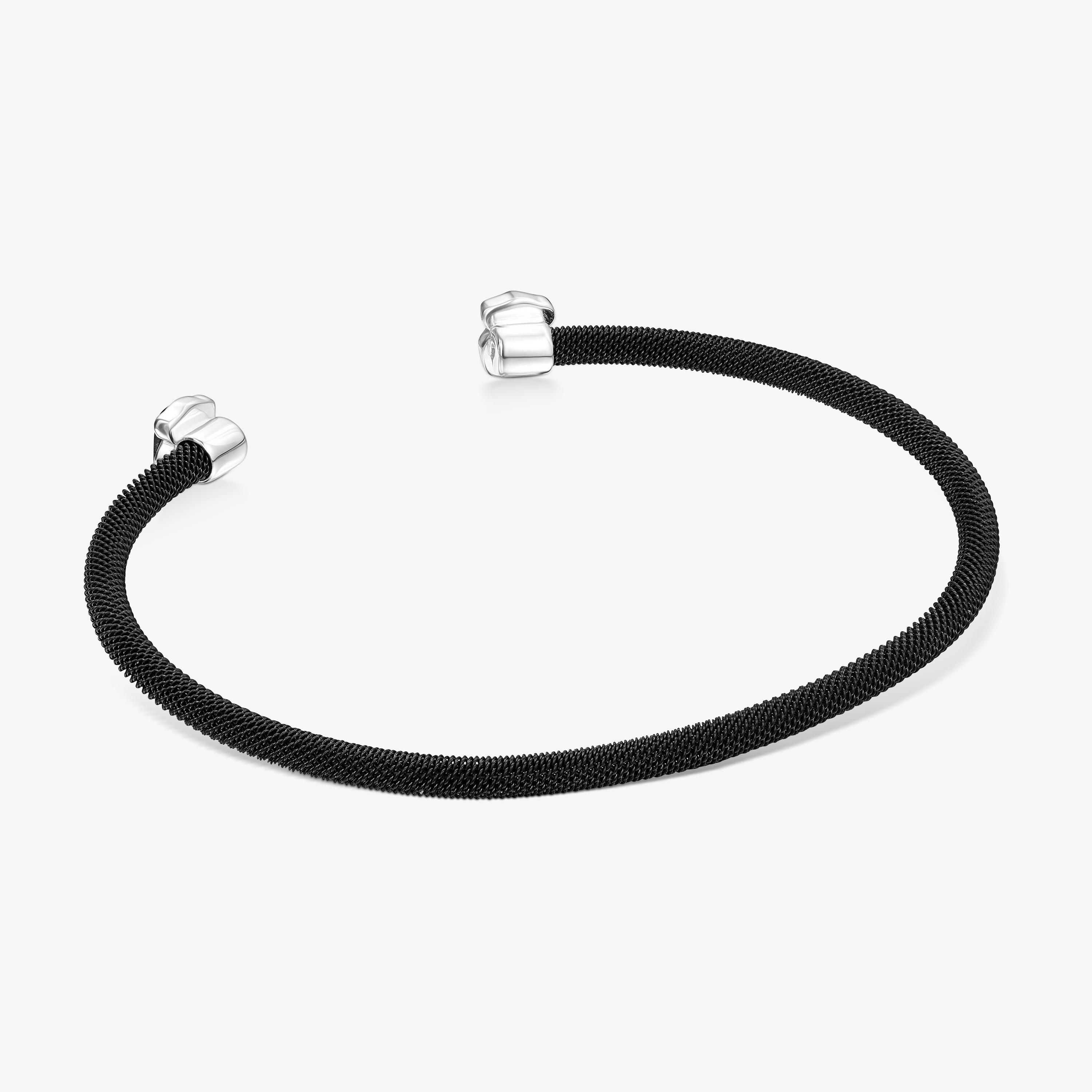 Fine black IP Steel Mesh Color Bracelet with Onyx