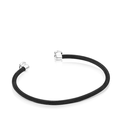 Fine black IP Steel Mesh Color Bracelet with Onyx