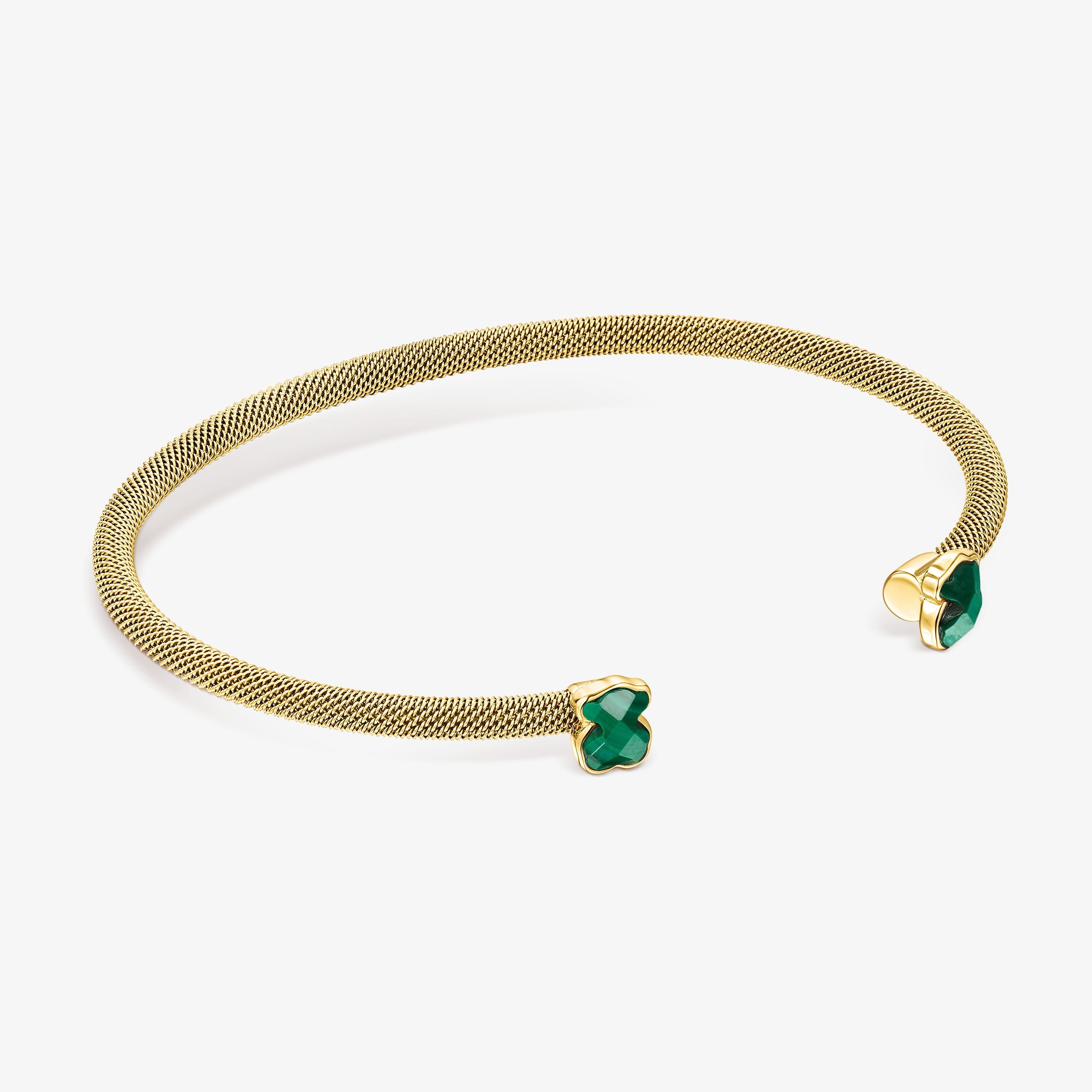 Fine gold-colored IP Steel Bracelet with Malachite