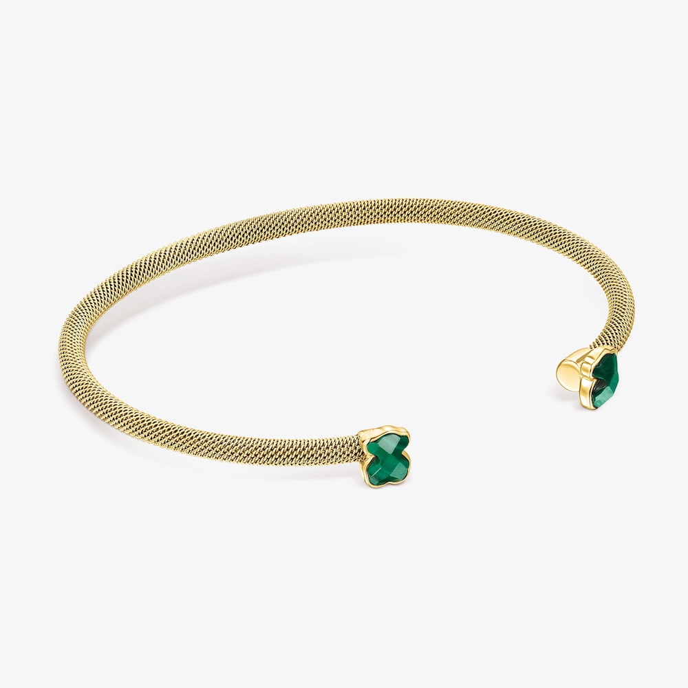 Fine gold-colored IP Steel Bracelet with Malachite