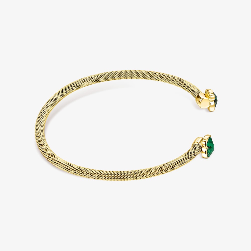 Fine gold-colored IP Steel Bracelet with Malachite