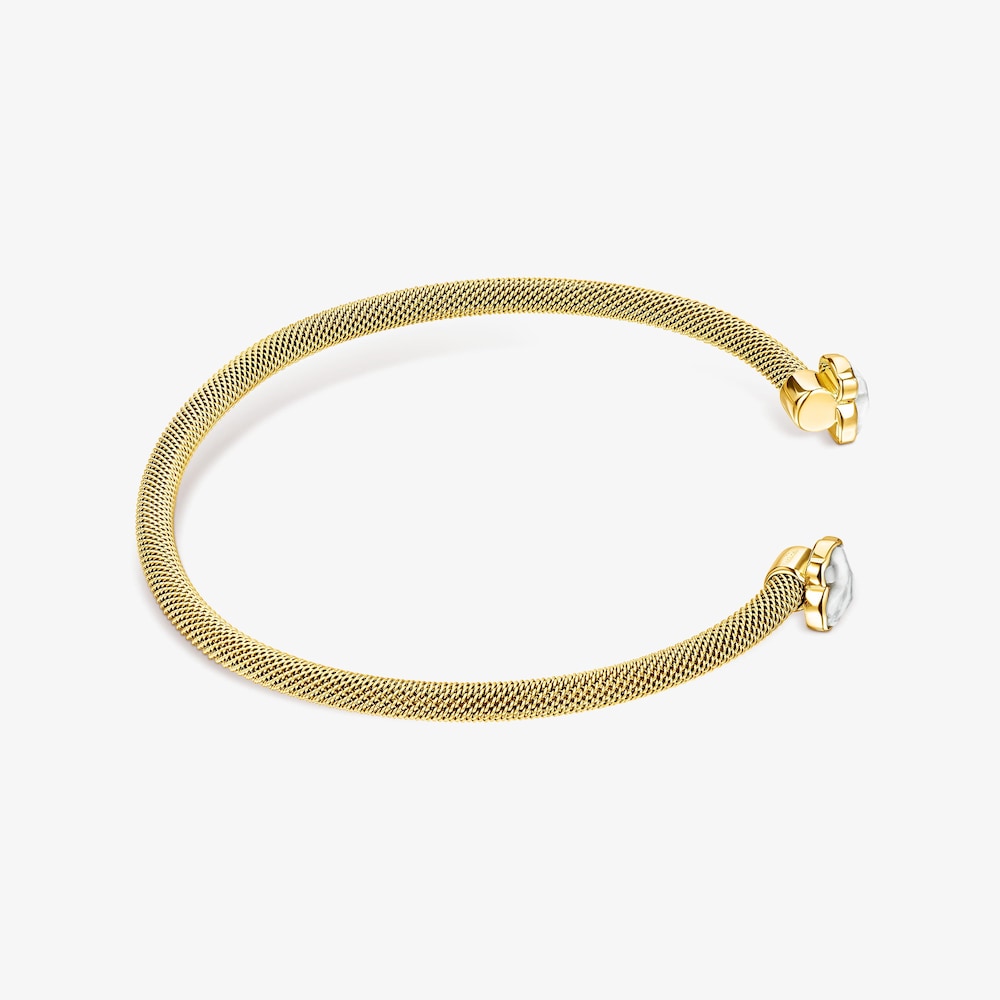 Fine gold-colored IP Steel Mesh Color Bracelet with Howlite