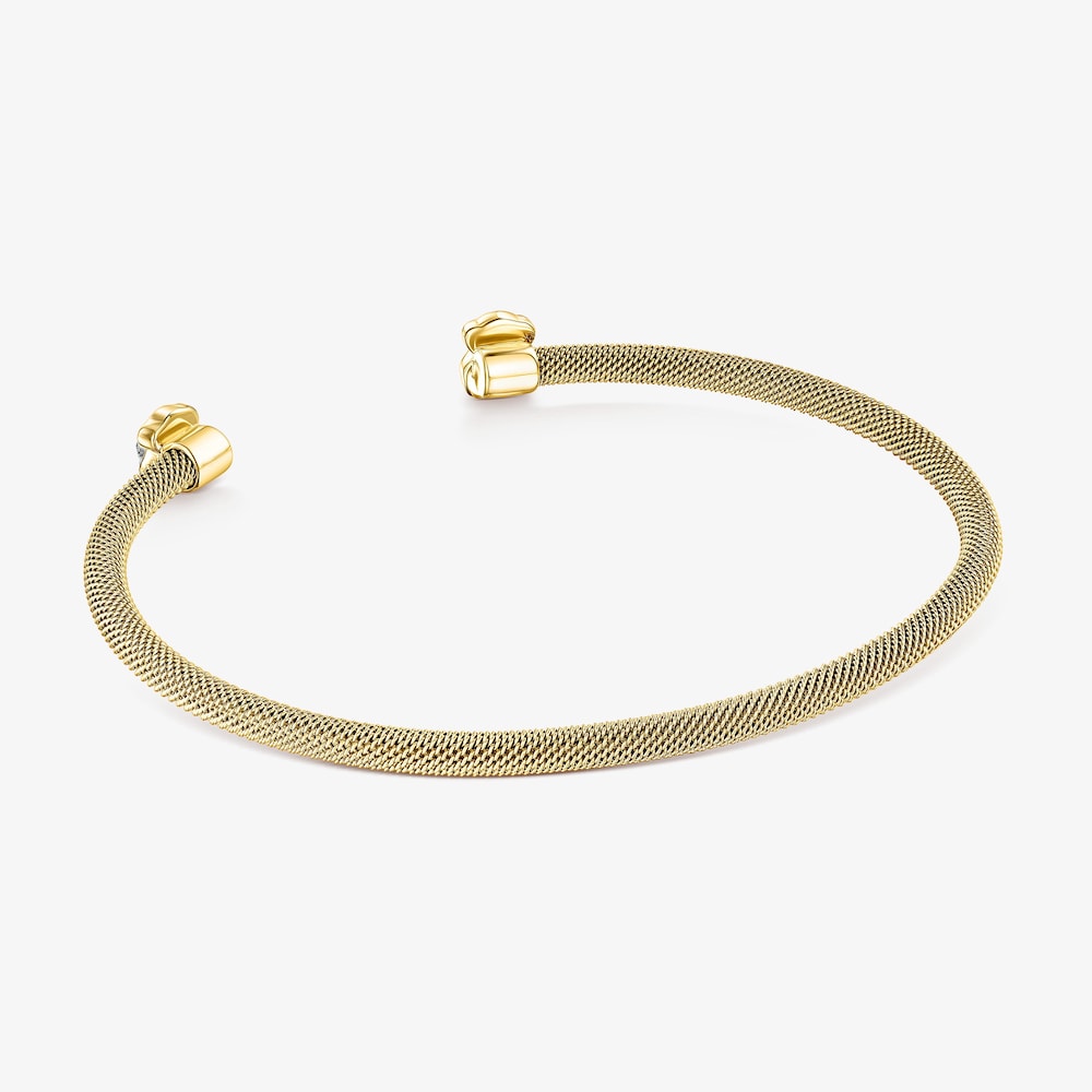 Fine gold-colored IP Steel Mesh Color Bracelet with Howlite
