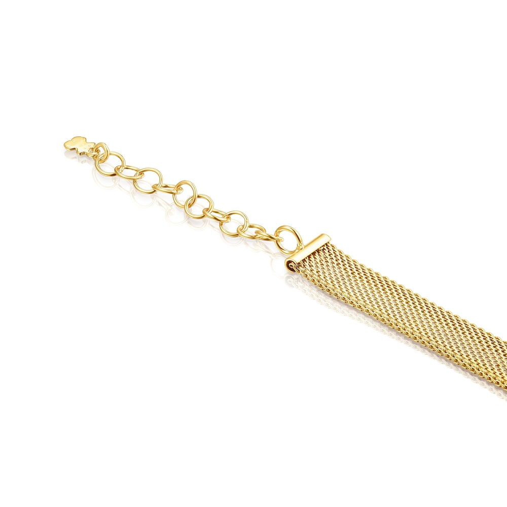 Tous Mesh Color - N&aacute;hrdeln&iacute;k z oceli a pozlacen&eacute;ho stř&iacute;bra Vermeil a ametystem