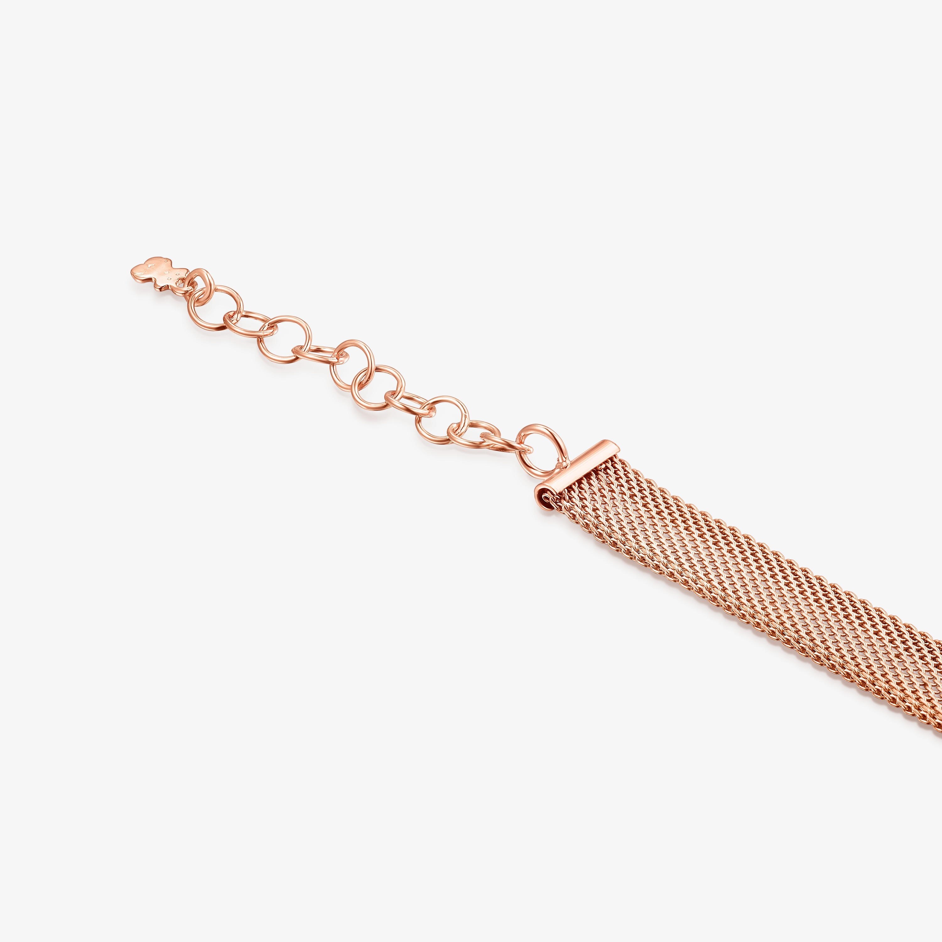 Rose IP Steel Mesh Color Necklace with Lapis Lazuli