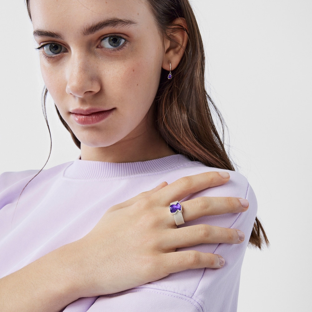 Stř&iacute;brn&yacute; prsten Mesh Color s&nbsp;ametystem