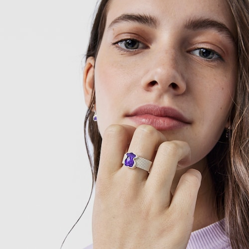 Stř&iacute;brn&yacute; prsten Mesh Color s&nbsp;ametystem