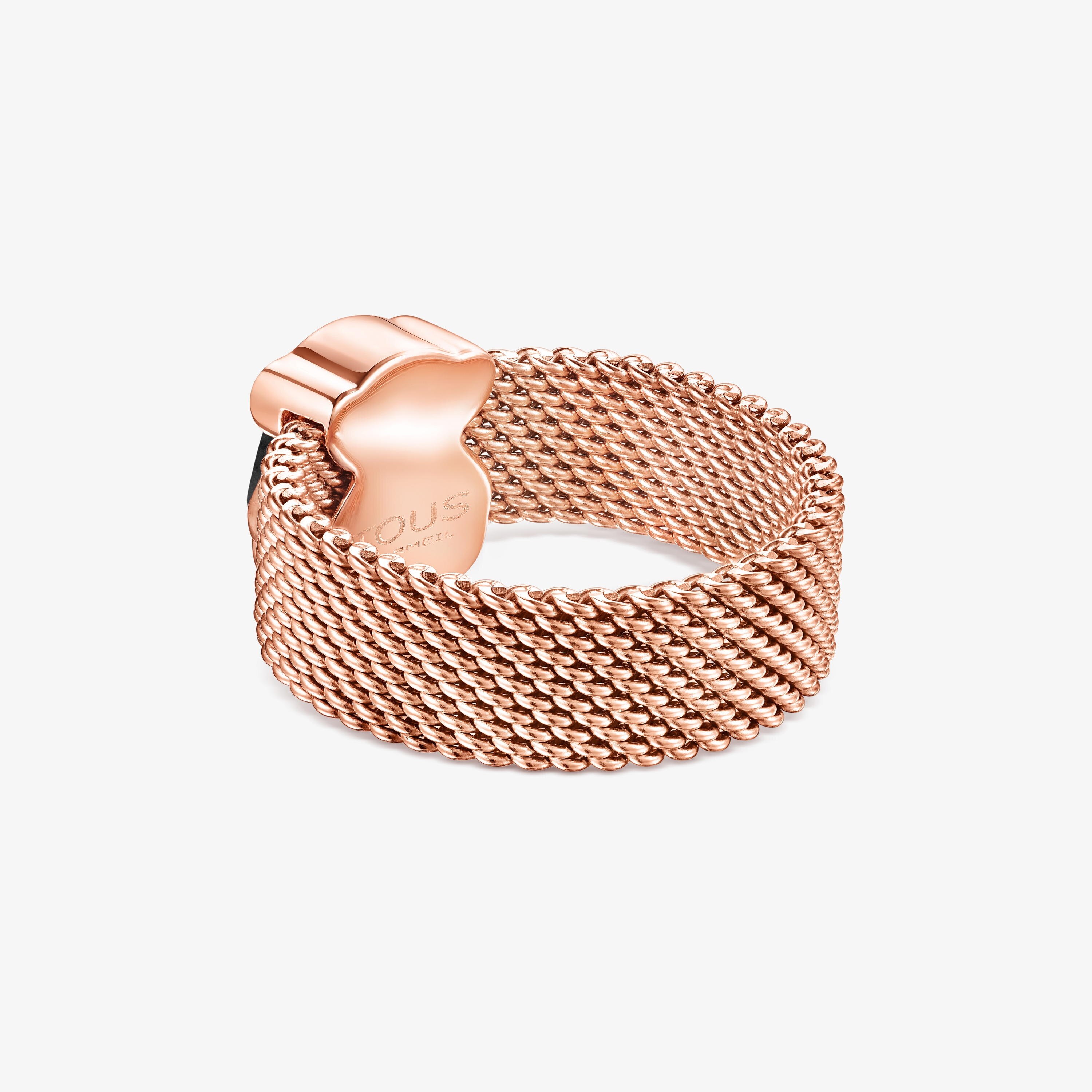 Rose IP Steel Mesh Color Bracelet with Onyx