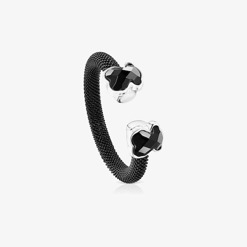 Anillo abierto de acero IP negro y &oacute;nix Mesh Color