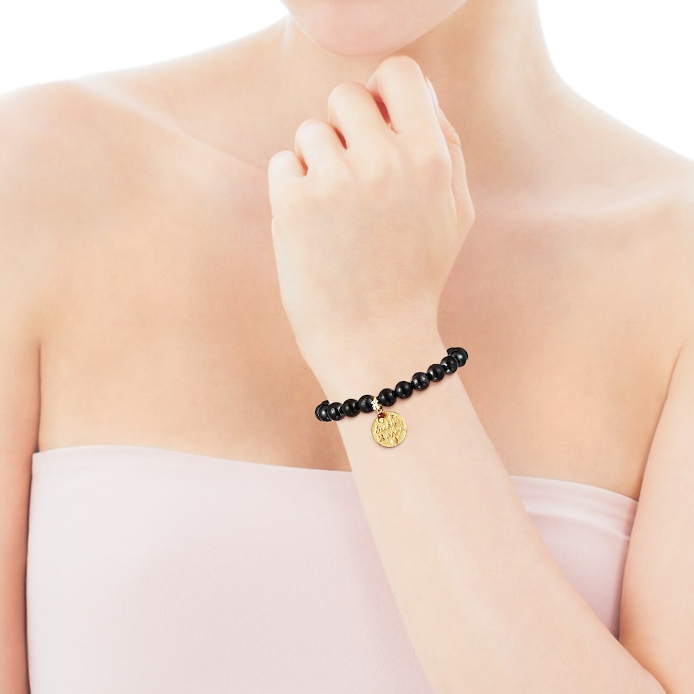 18K gold vermeil TOUS Good Vibes Mama Bracelet with Shungites