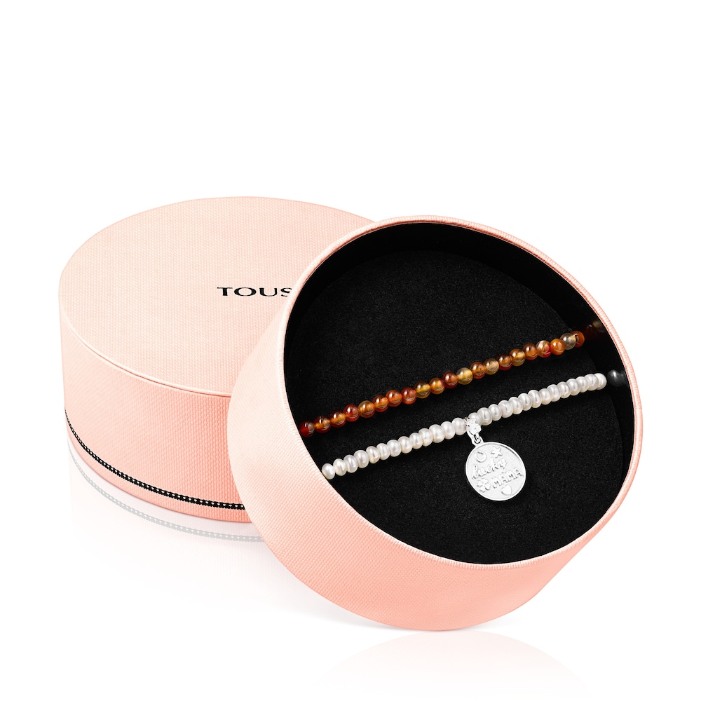 TOUS Good Vibes Mama Bracelets set with Carnelians and Pearls