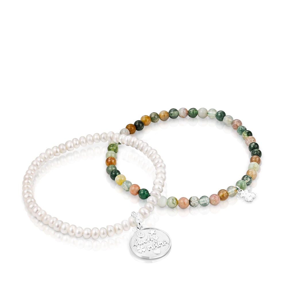 TOUS Good Vibes Mama Bracelets set with Agates and Pearls