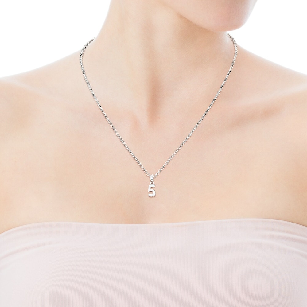 Silver Numbers number 5 Pendant