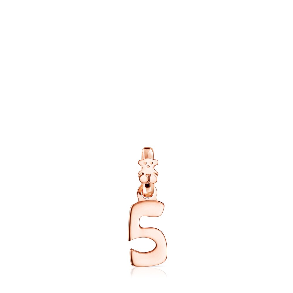 Rose 18K gold vermeil Numbers number 5 Pendant