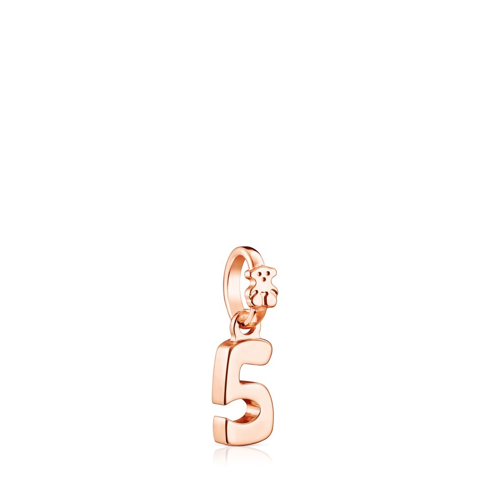 Rose 18K gold vermeil Numbers number 5 Pendant