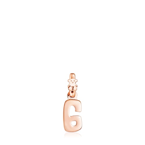 Rose 18K gold vermeil Numbers number 6 Pendant