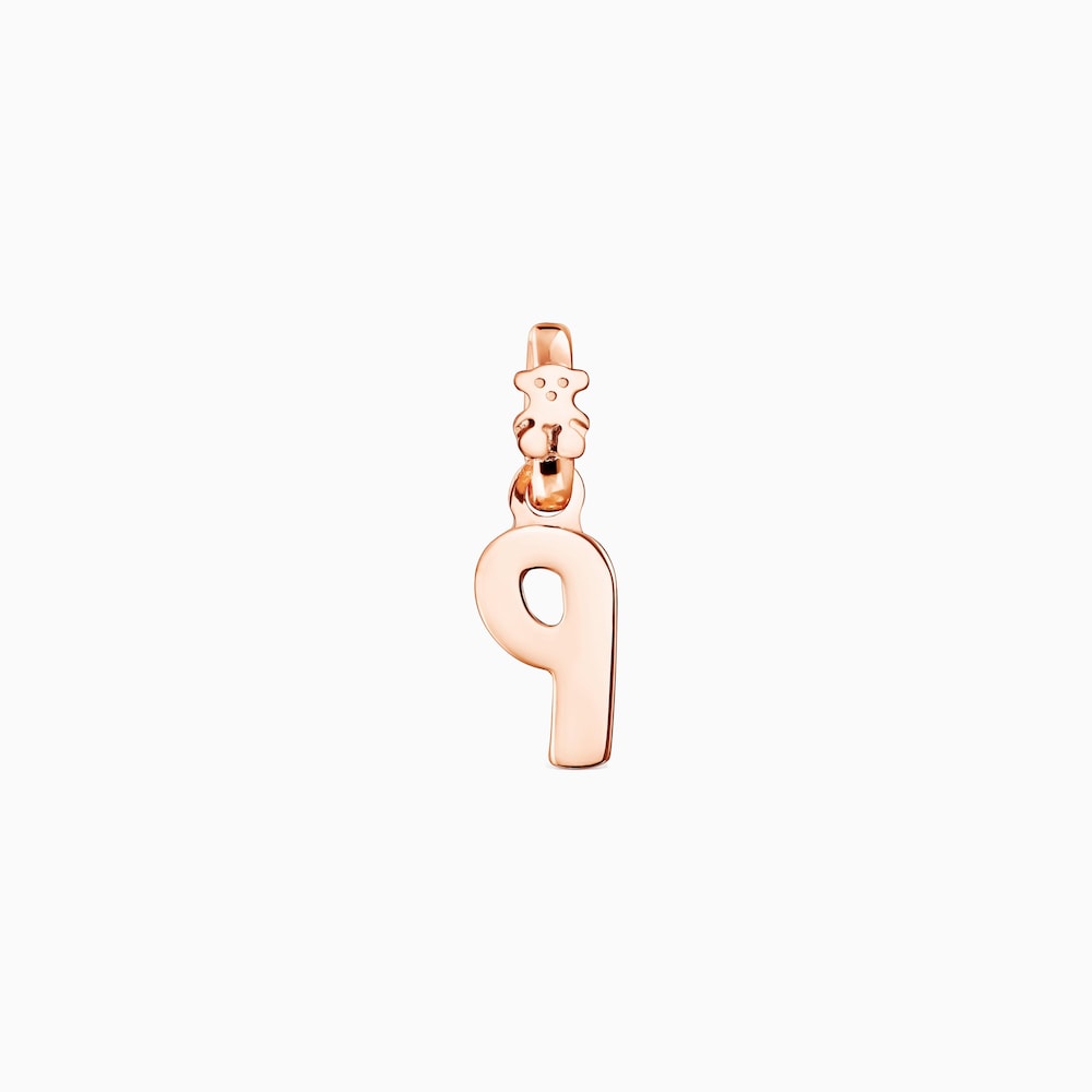 Rose 18K gold vermeil Numbers number 9 Pendant