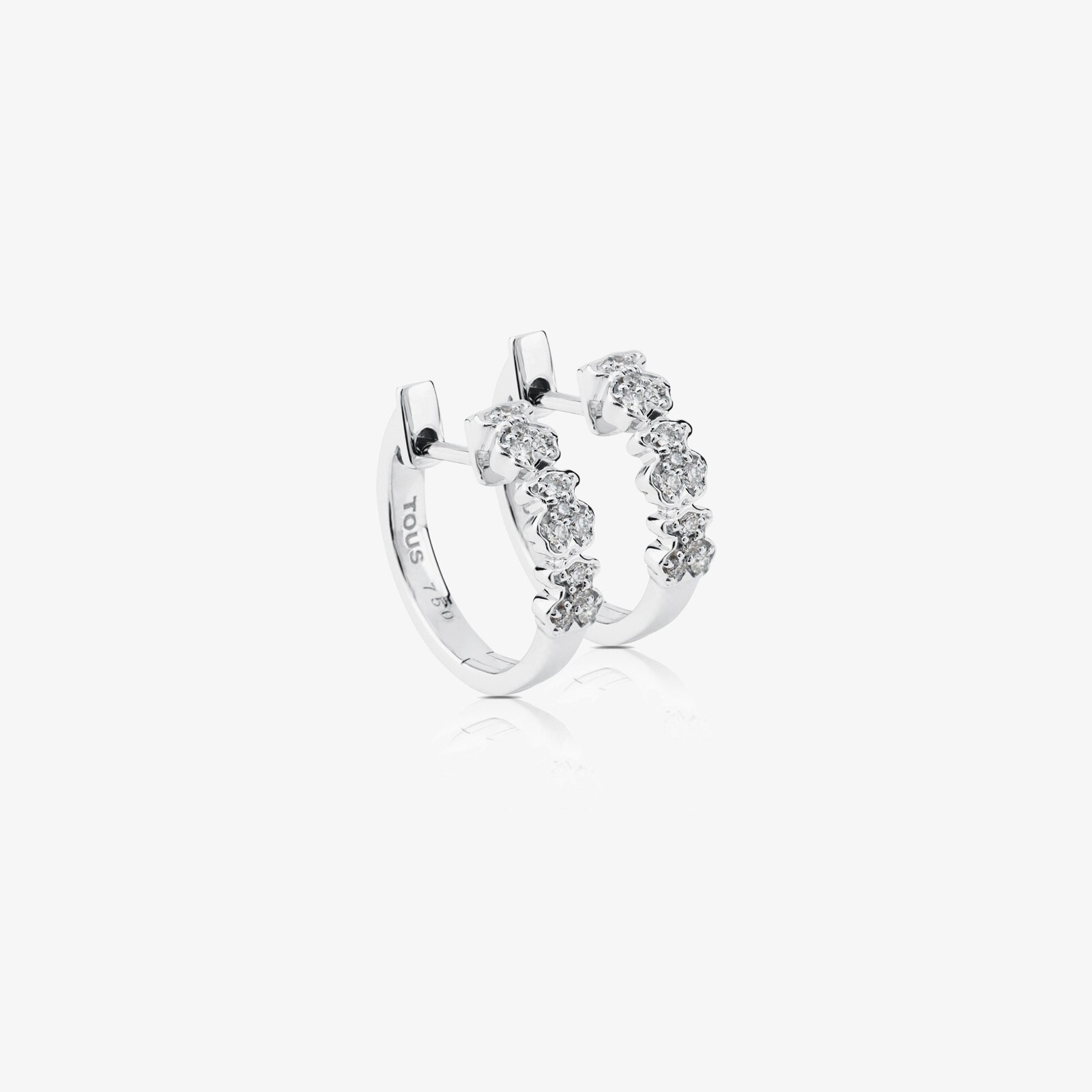 18K white gold TOUS Bear Earrings with three Diamonds Bear motifs
