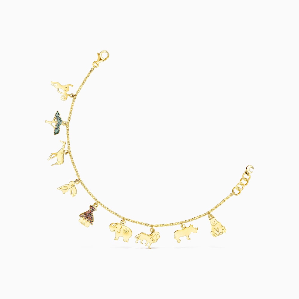 Pulsera con ba&ntilde;o de oro 18 kt sobre plata y gemas Save
