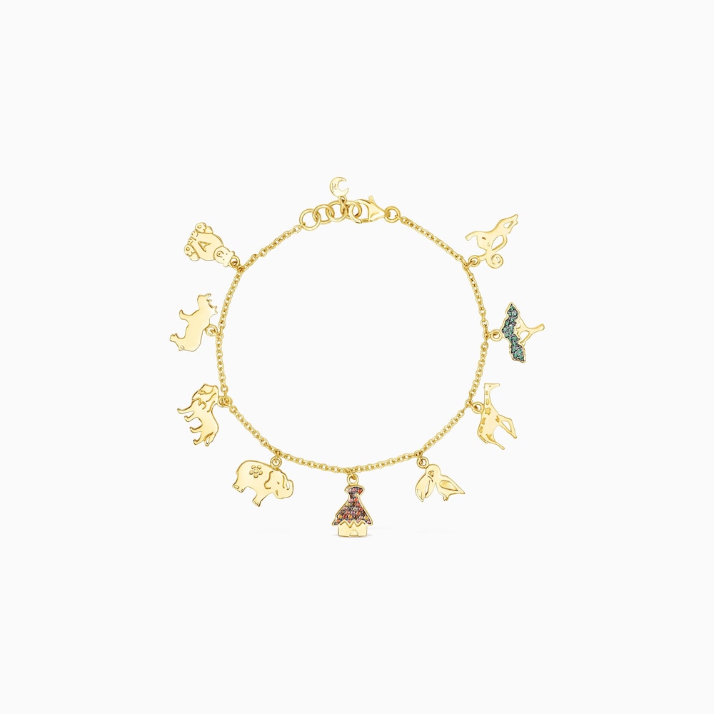 Pulsera con ba&ntilde;o de oro 18 kt sobre plata y gemas Save