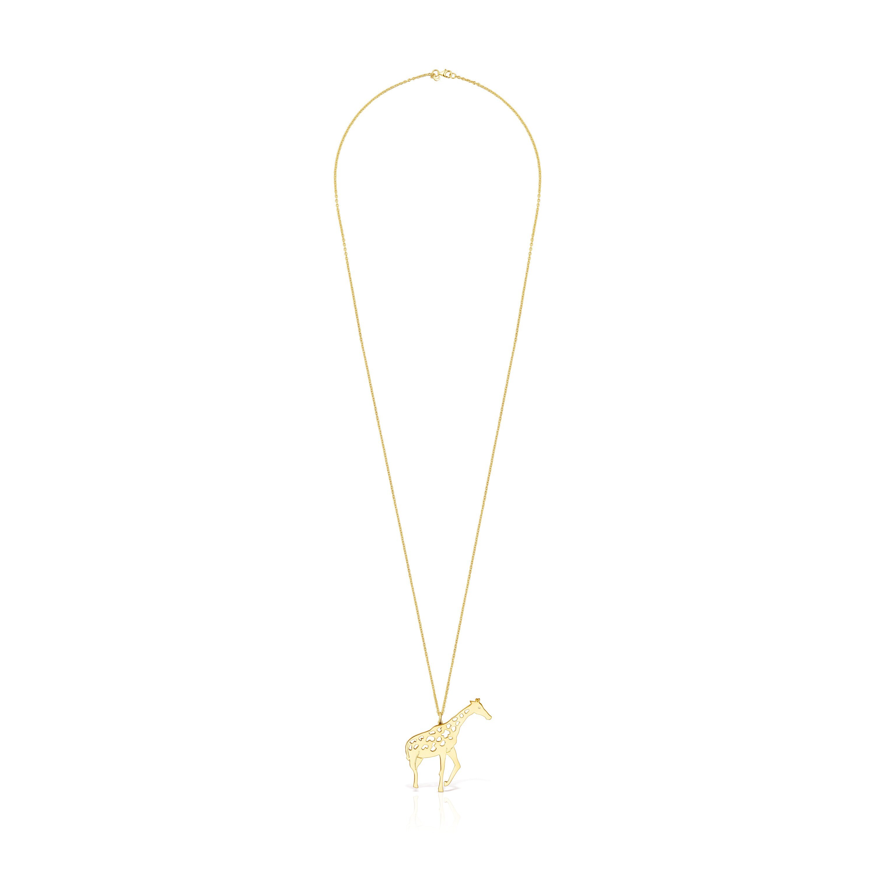 Long Silver Vermeil Save giraffe Necklace