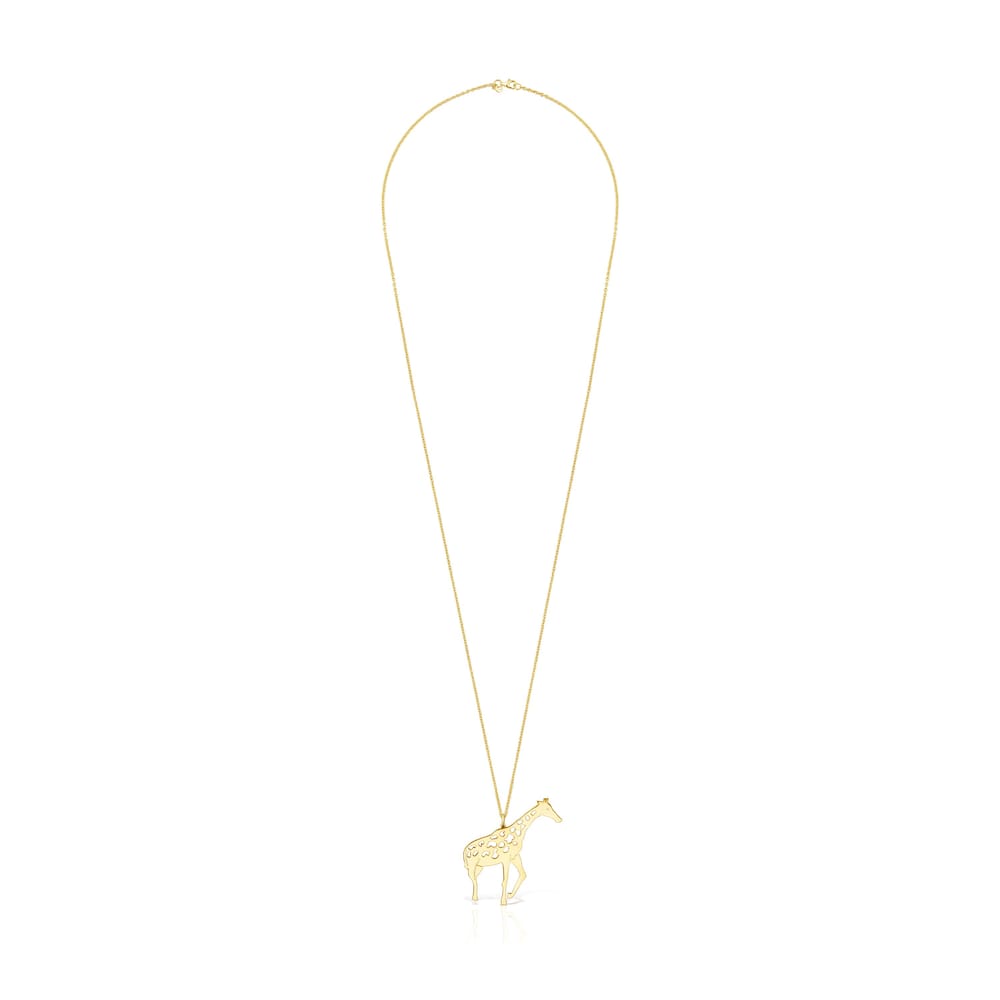 Long Silver Vermeil Save giraffe Necklace