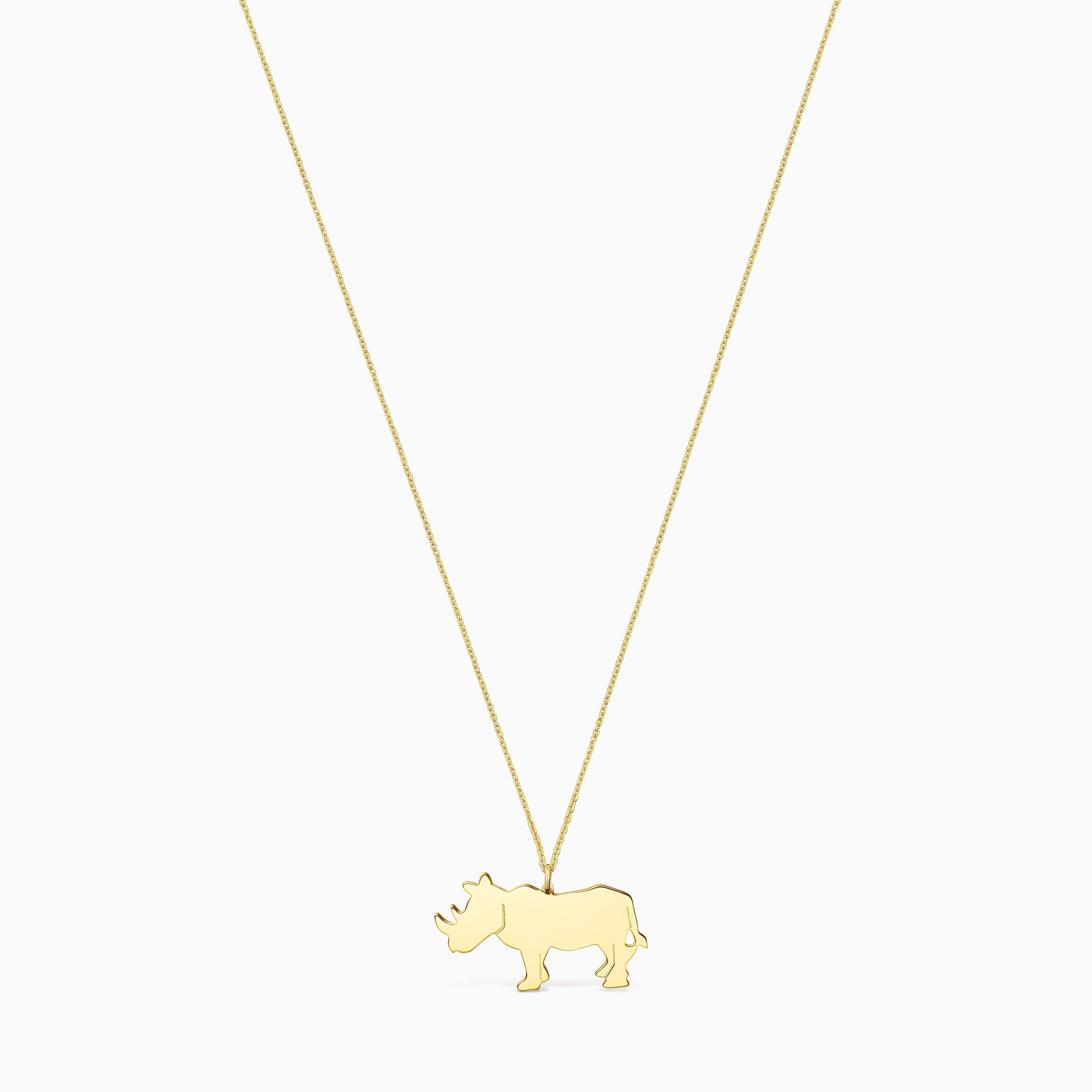 Long 18K gold vermeil Save rhinoceros Necklace