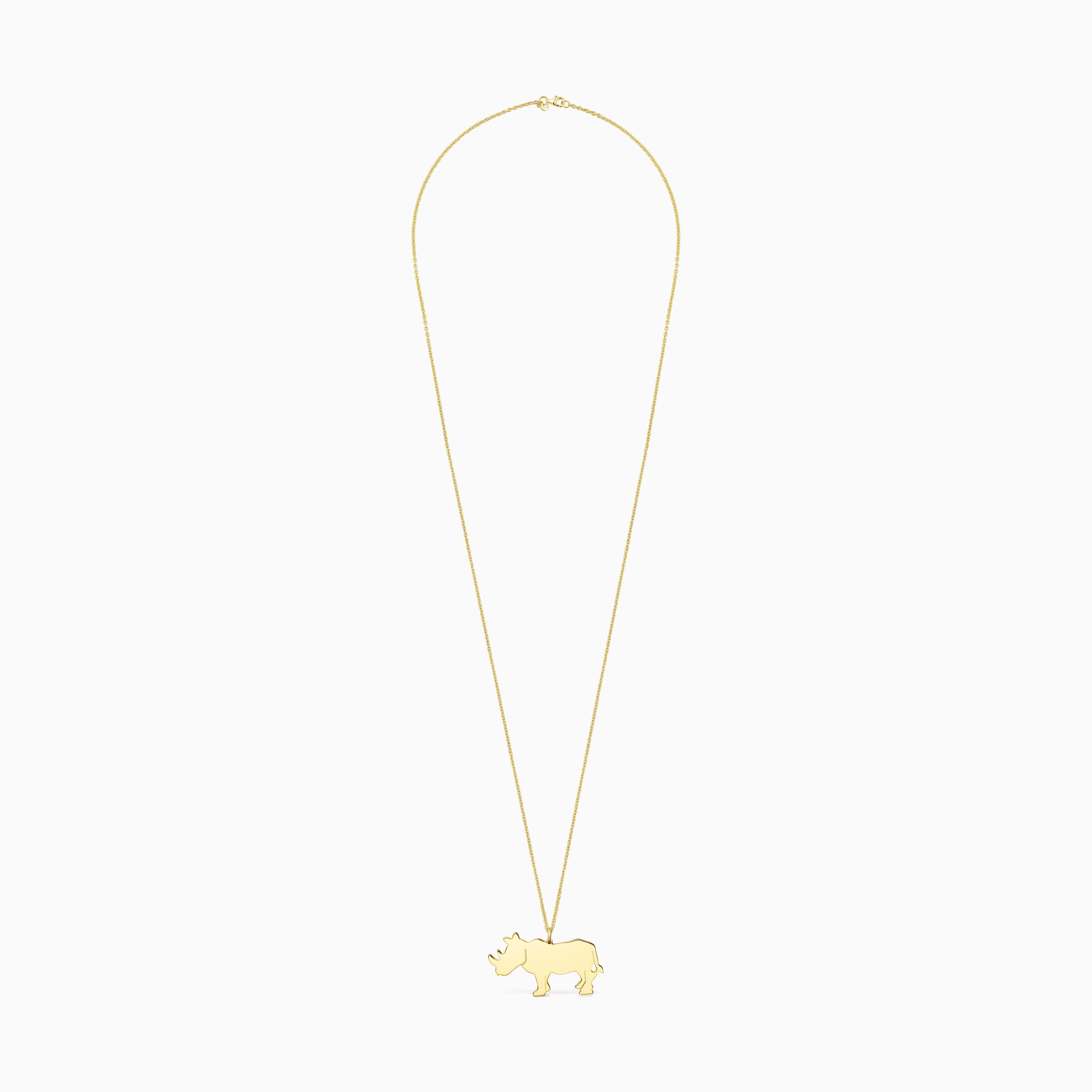 Long 18K gold vermeil Save rhinoceros Necklace