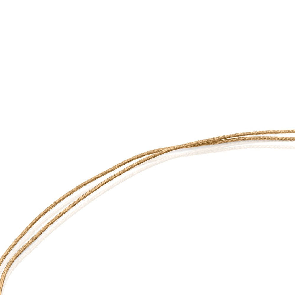 Collar Save le&oacute;n con ba&ntilde;o de oro 18 kt sobre plata y Cord&oacute;n beige