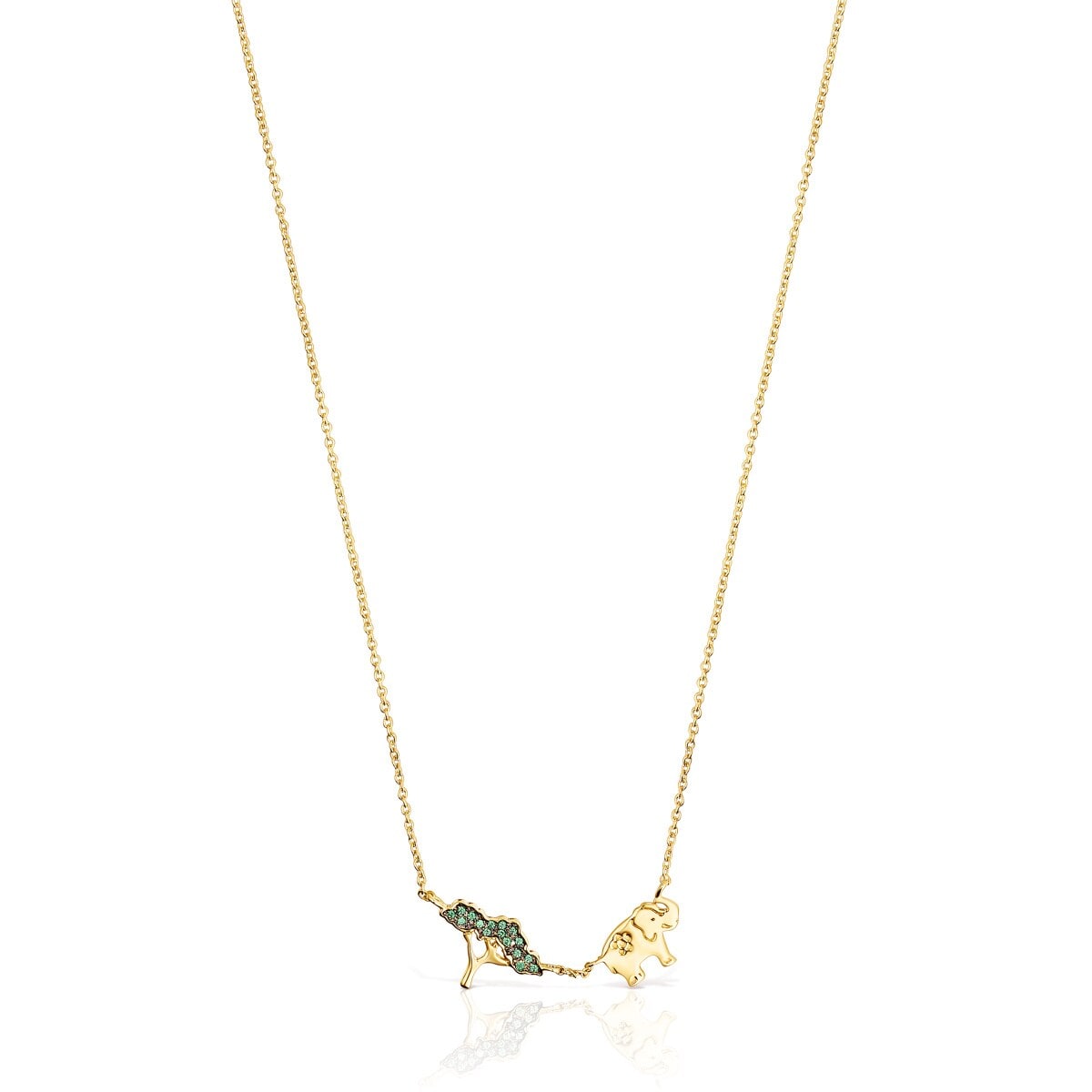 K Gold Vermeil Save Elephant - Tree Necklace With Gemstones