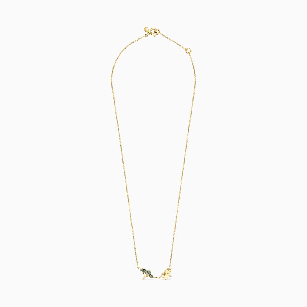 Collar elefante - &aacute;rbol con ba&ntilde;o de oro 18 kt sobre plata y gemas Save