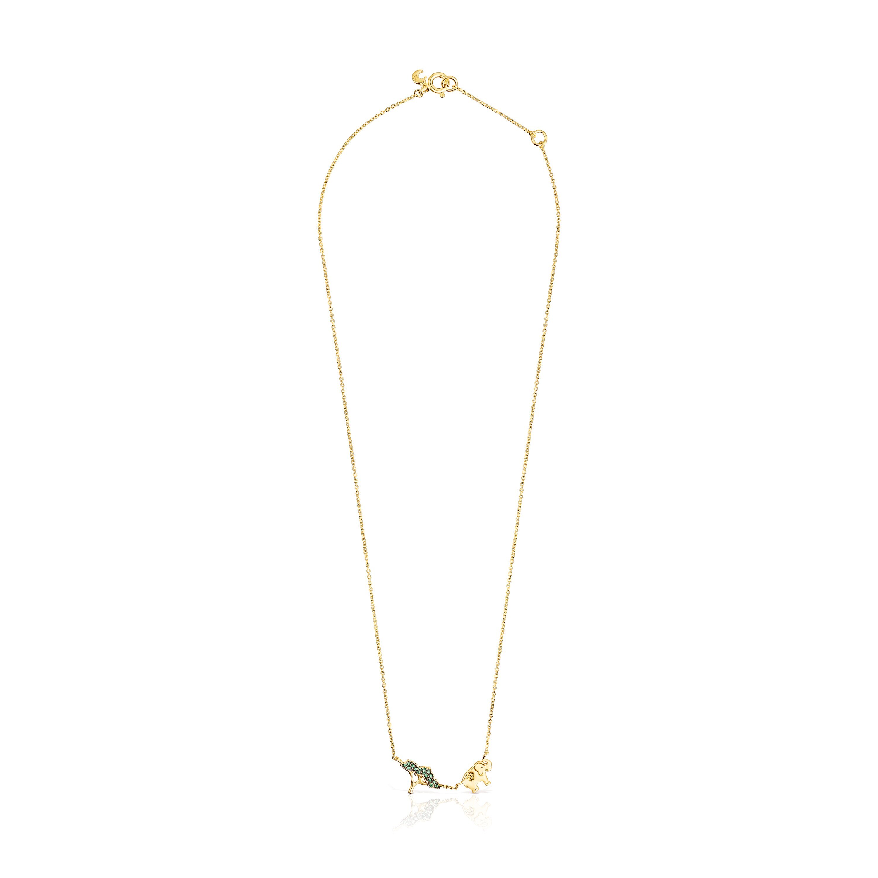 Silver Vermeil Save elephant - tree Necklace with Gemstones