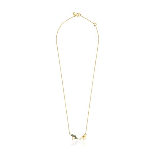 Silver Vermeil Save elephant - tree Necklace with Gemstones