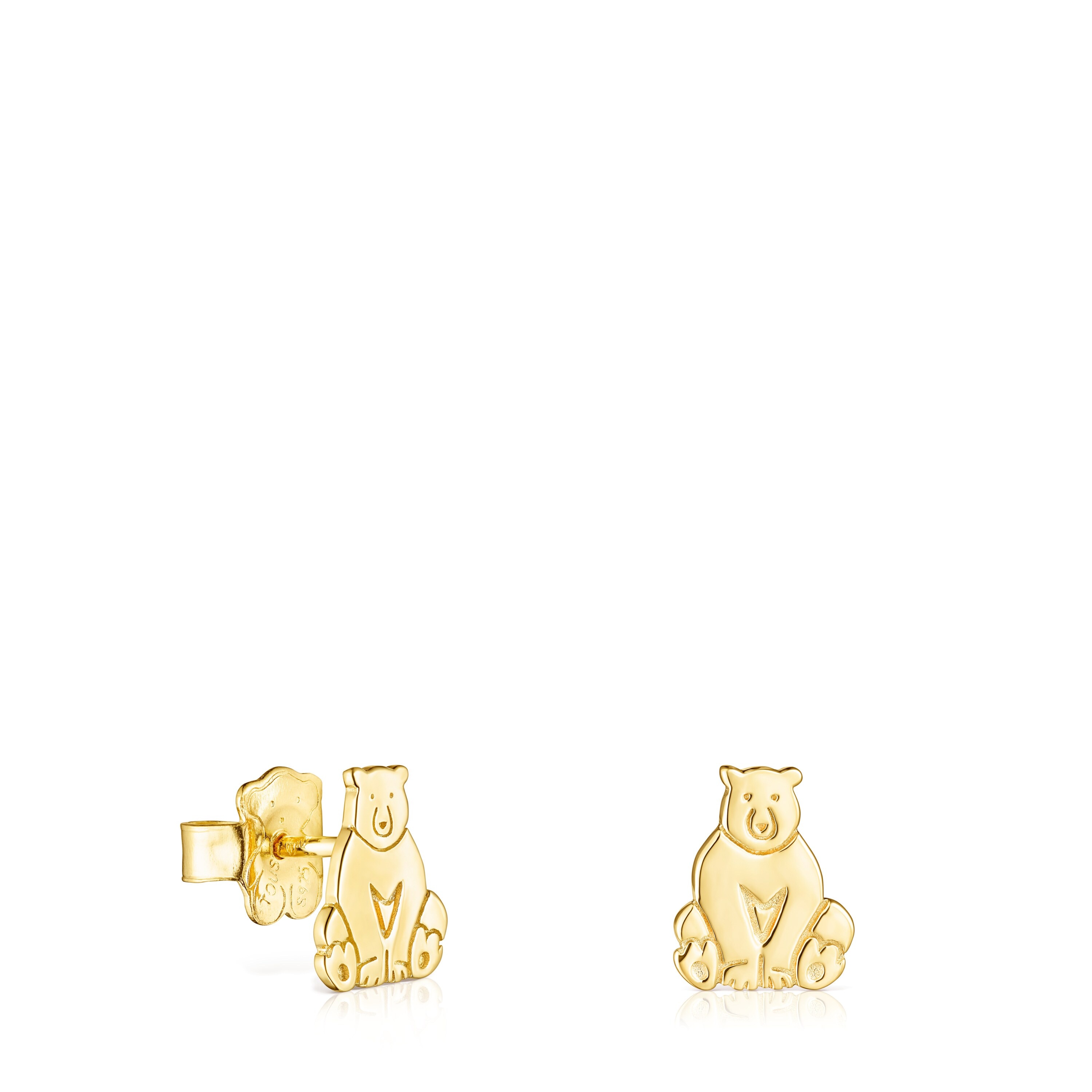 Pendientes oso con baño de oro 18 kt sobre plata Save