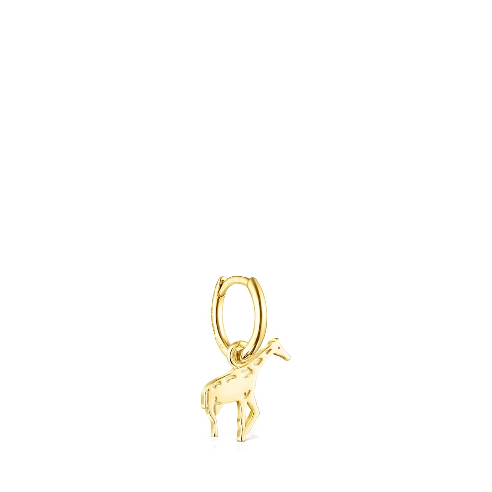 Arete Save jirafa con ba&ntilde;o de oro 18 kt sobre plata