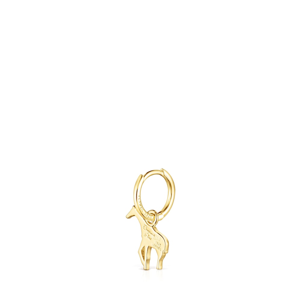 Arete Save jirafa con ba&ntilde;o de oro 18 kt sobre plata