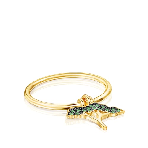 Anillo árbol de plata vermeil, tsavorita y peridoto Save