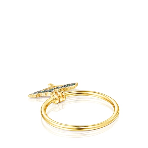 Anillo árbol de plata vermeil, tsavorita y peridoto Save