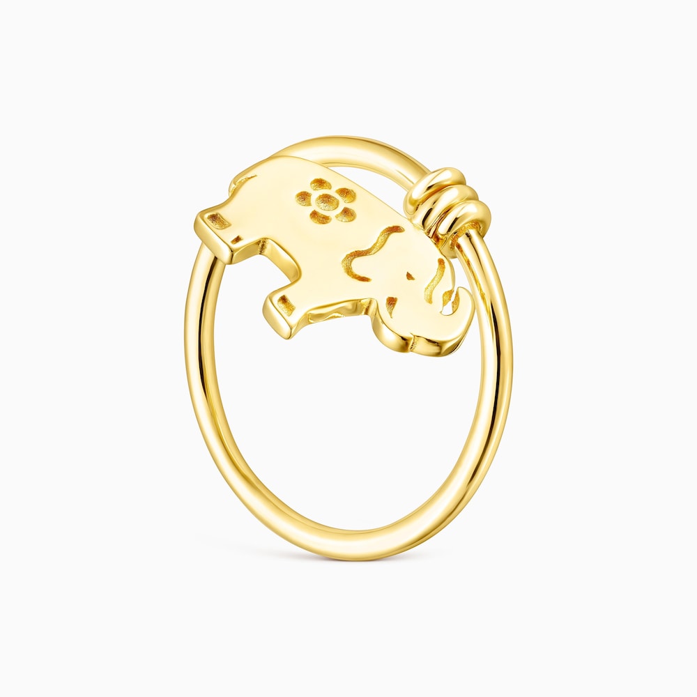 Anillo elefante con ba&ntilde;o de oro 18 kt sobre plata Save