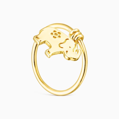Anillo elefante con ba&ntilde;o de oro 18 kt sobre plata Save