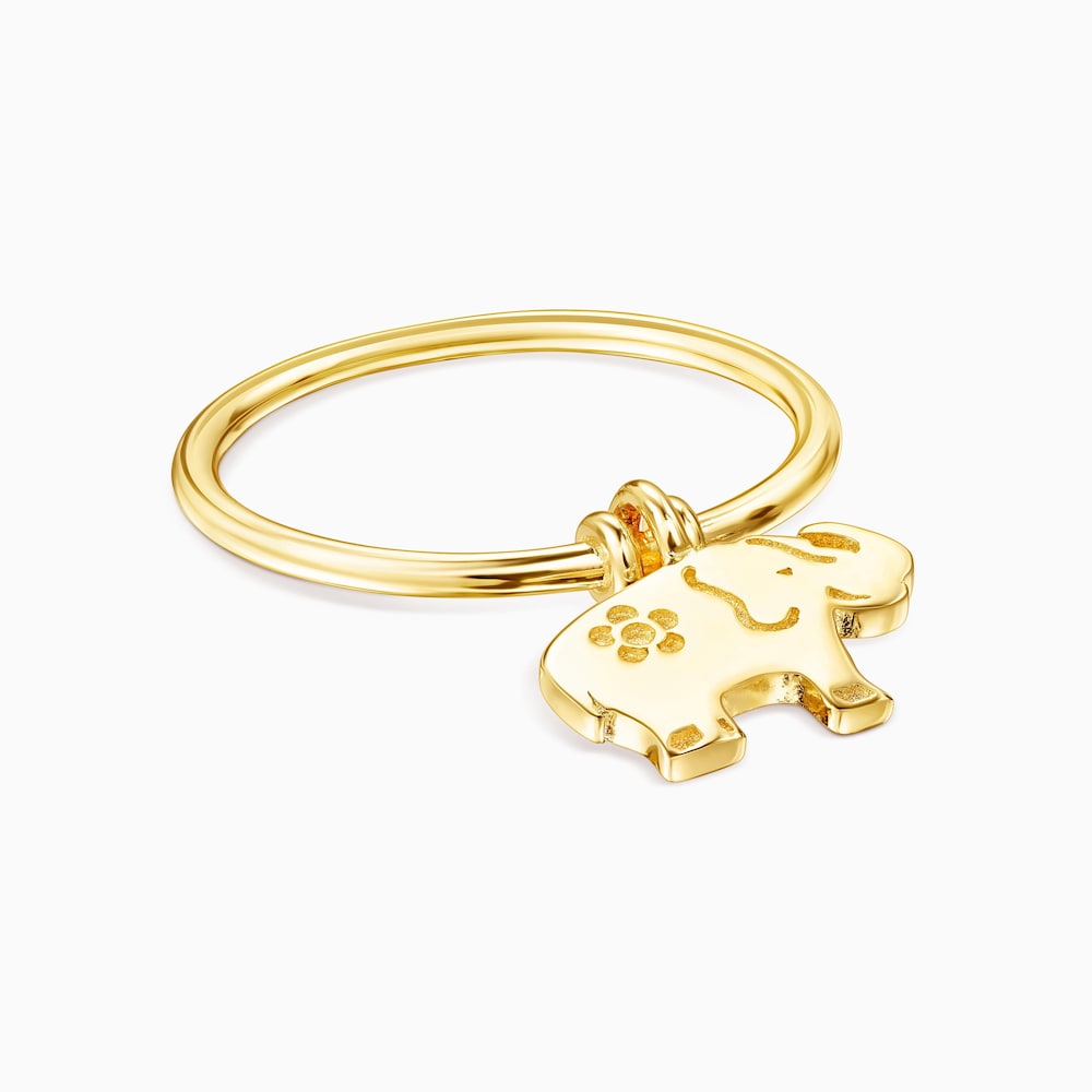 Anillo elefante con ba&ntilde;o de oro 18 kt sobre plata Save