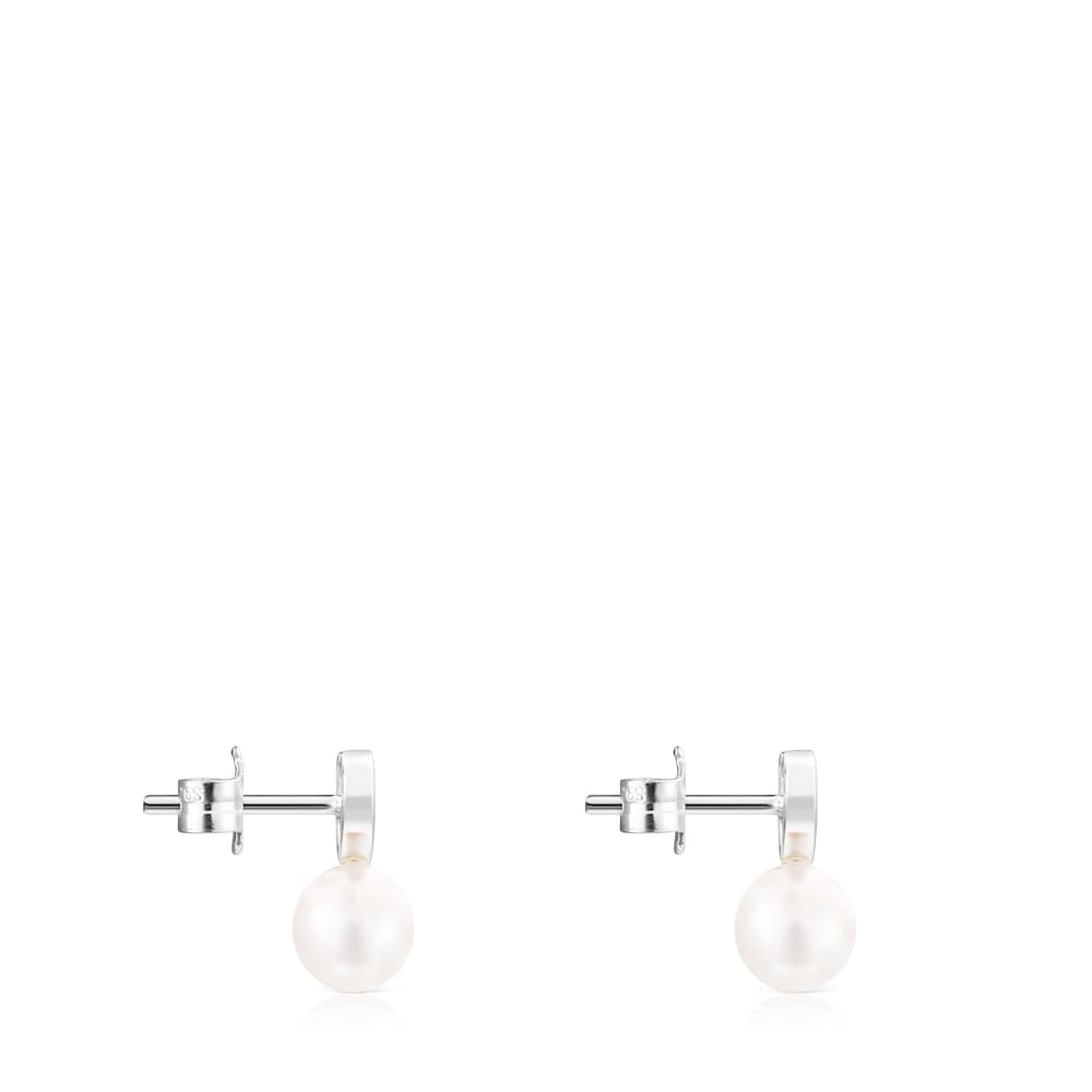 Silver Puppies heart Earrings with Pearl image number 1