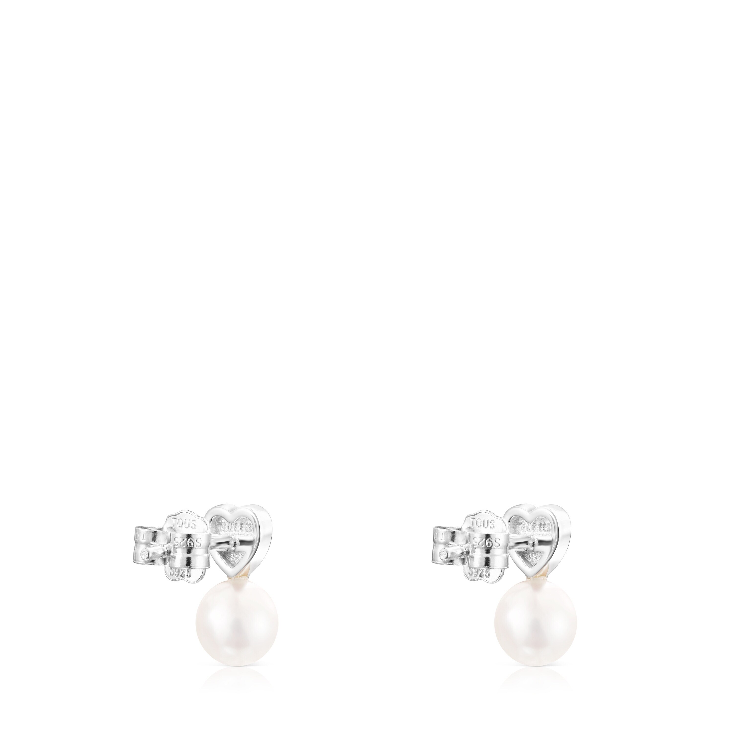 Silver Puppies heart Earrings with Pearl | TOUS