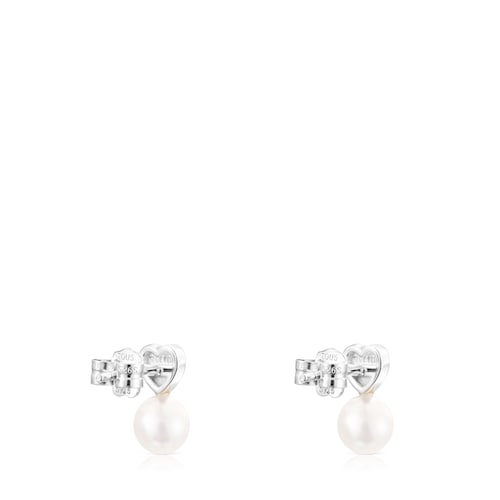 Silver Puppies heart Earrings with Pearl